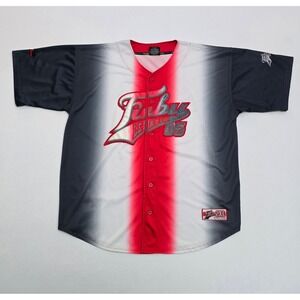 FUBU League 05 Vintage Baseball Jersey XXL Red White Black Gradient Fade Mens